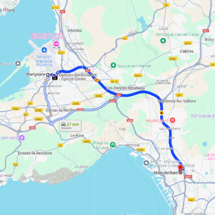 Itinéraire Matoubrillant >Marignane